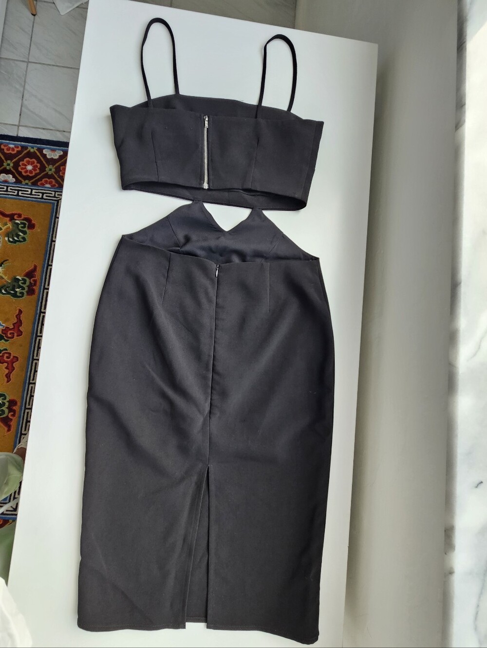 Vintage Intrigue Couture Black Cutout Low Waist Mid Length Dress Circa 1990 - Picture 2 of 16